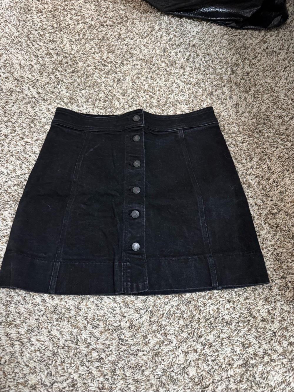 JCREW Mercantile Black Button-Front A-Line Mini Skirt